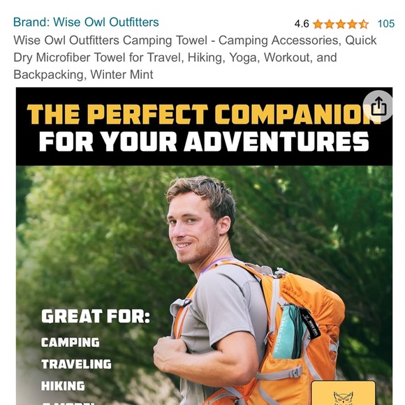 Wise Owl Outfitters Camping Towel - Picture 5 of 9